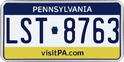 PA license plate LST8763