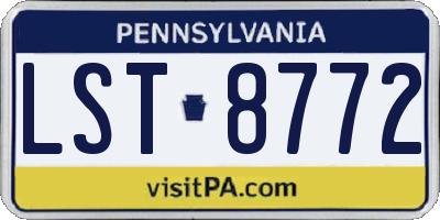 PA license plate LST8772
