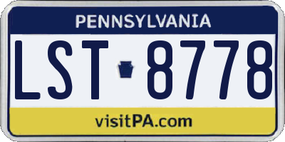 PA license plate LST8778