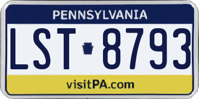 PA license plate LST8793