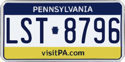 PA license plate LST8796