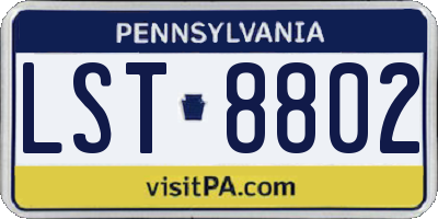 PA license plate LST8802