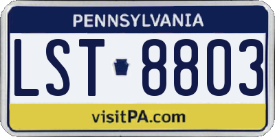 PA license plate LST8803