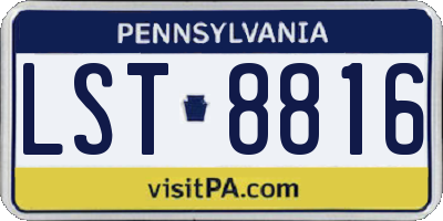 PA license plate LST8816