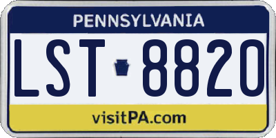 PA license plate LST8820