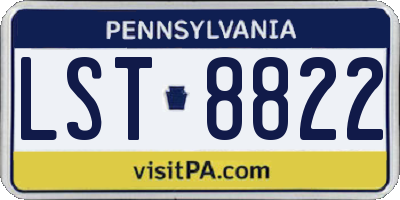 PA license plate LST8822