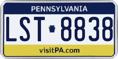 PA license plate LST8838