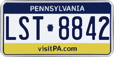 PA license plate LST8842
