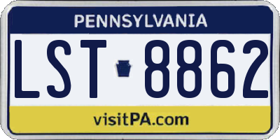 PA license plate LST8862