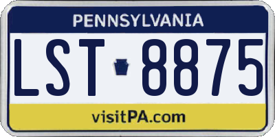 PA license plate LST8875