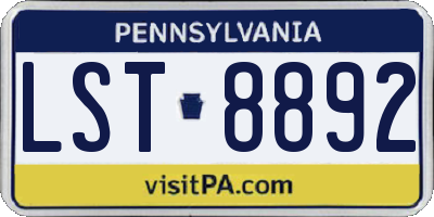 PA license plate LST8892
