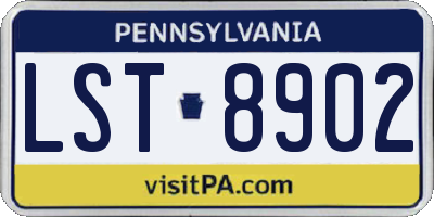 PA license plate LST8902