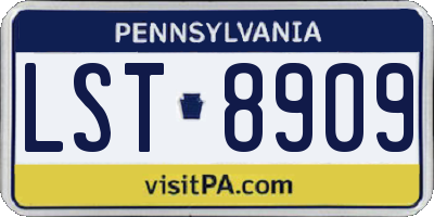 PA license plate LST8909