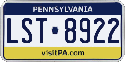 PA license plate LST8922