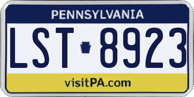PA license plate LST8923