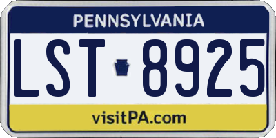 PA license plate LST8925