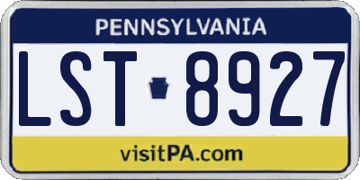 PA license plate LST8927