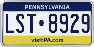 PA license plate LST8929