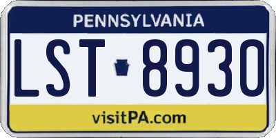 PA license plate LST8930