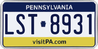 PA license plate LST8931