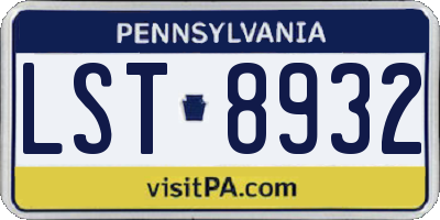 PA license plate LST8932