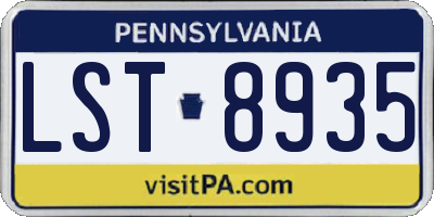 PA license plate LST8935