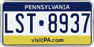 PA license plate LST8937