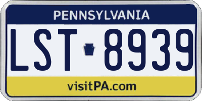 PA license plate LST8939