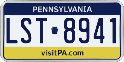 PA license plate LST8941