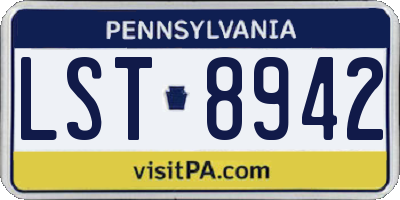 PA license plate LST8942