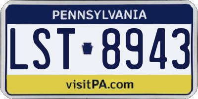 PA license plate LST8943