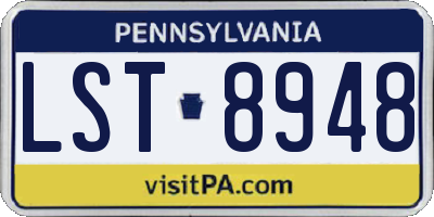 PA license plate LST8948