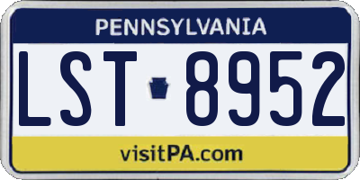 PA license plate LST8952