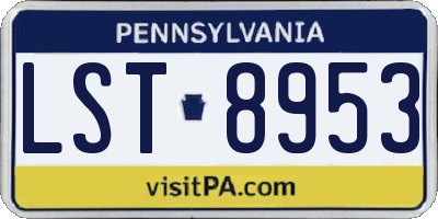 PA license plate LST8953