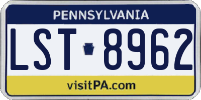 PA license plate LST8962