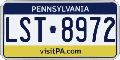 PA license plate LST8972