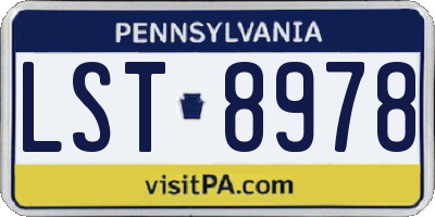 PA license plate LST8978
