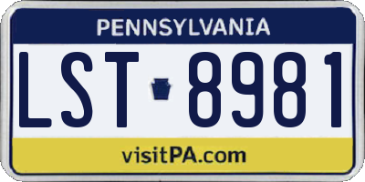 PA license plate LST8981