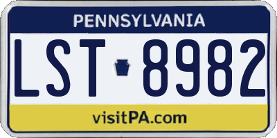 PA license plate LST8982