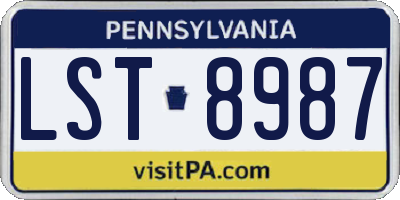 PA license plate LST8987
