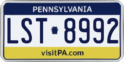 PA license plate LST8992