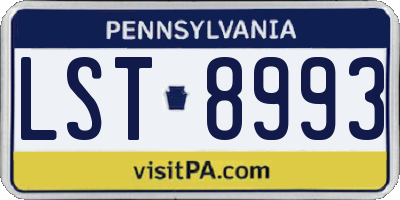 PA license plate LST8993