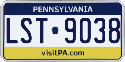 PA license plate LST9038