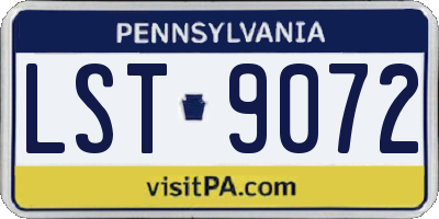 PA license plate LST9072