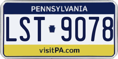 PA license plate LST9078