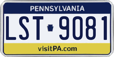 PA license plate LST9081