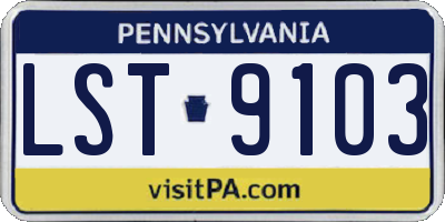 PA license plate LST9103