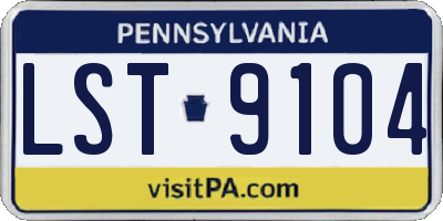 PA license plate LST9104