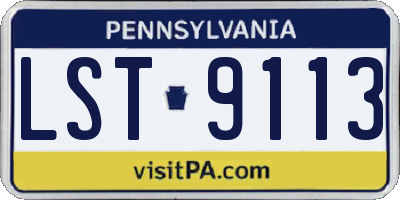 PA license plate LST9113