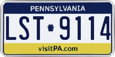 PA license plate LST9114